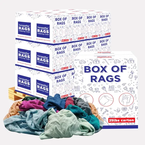 Vista 12 de Trapos de limpieza de camisetas de color reciclado (caja de 600 libras de palé de 60 x 10 libras) en trapos de algodón de color caja, perfectos