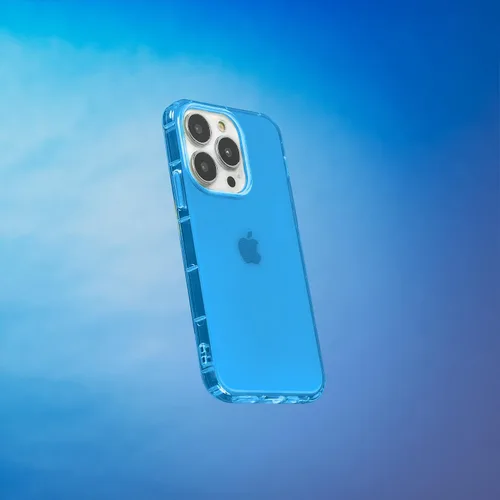 Vista 3 de SteepLab Funda con resaltador de neón para iPhone, funda Grippy Jelly con bolsillos protectores de aire (azul azul celeste, iPhone 14 Pro)