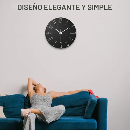 Vista 3 de Reloj de pared, reloj silencioso, reloj de pared que funciona con pilas, reloj de pared moderno de 12 pulgadas, adecuado para oficinas, salas