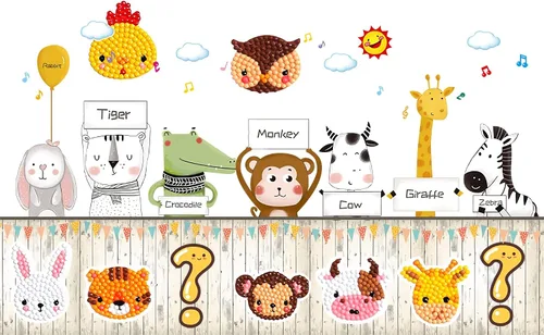 Vista 5 de sinceroduct Kits de calcomanías de diamantes de animales 5D DIY para niños y niñas principiantes
