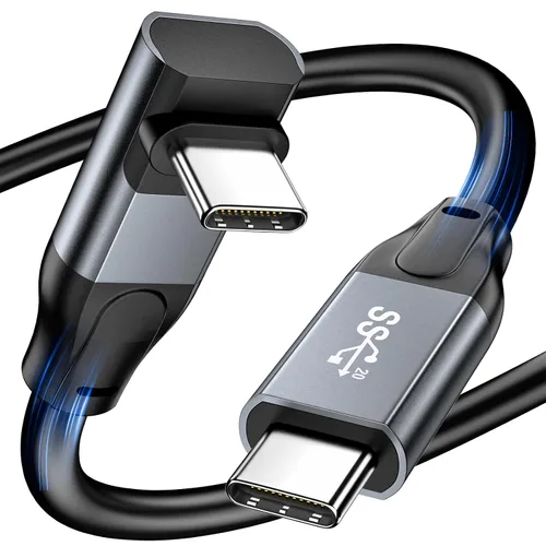 Vista 9 de Cable USB4 certificado para cable Thunderbolt 4, cable de transferencia de datos USB C en ángulo descendente de 40 Gbps, video de 90 grados 8K a