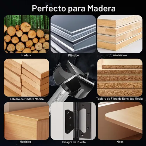 Vista 5 de Mollom - Juego de brocas Forstner de 21 mm con triple hélice, broca de carburo YG8 con punta de 2.0 mm, kits de herramientas de corte de bisagra