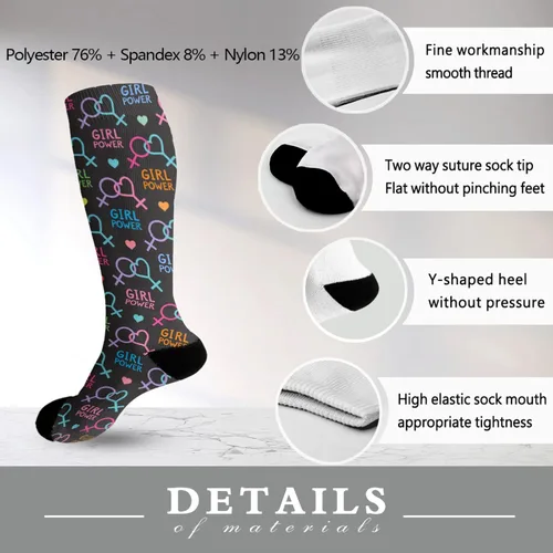 Vista 6 de devor Calcetines de vestir para mujer, pantalones para mujer, calcetín de bota de calcetín de moda, símbolos lésbicos y feministas, eslogan de poder