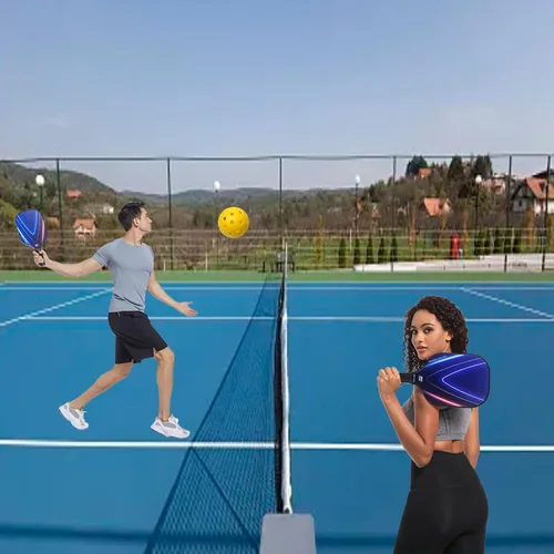 Vista 3 de Juego de 2 paletas, 4 bolas de pickleball 2024, toallas de enfriamiento, banda para el sudor y mochila de pickleball, kit de jugador principiante