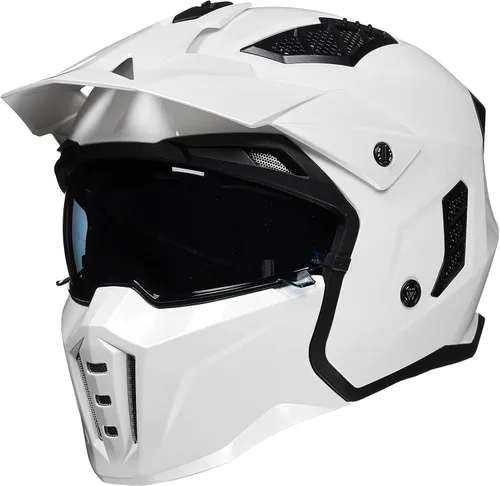 Vista 11 de ILM Medio casco de motocicleta de cara abierta 3/4 para hombres y mujeres, casco retro vintage con visera para ciclomotor, ATV, crucero, scooter