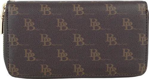 Vista 2 de B BRENTANO Cartera de mano vegana con doble cremallera y correa de muñeca extraíble, Mb - Marrón, Cartera de muñeca