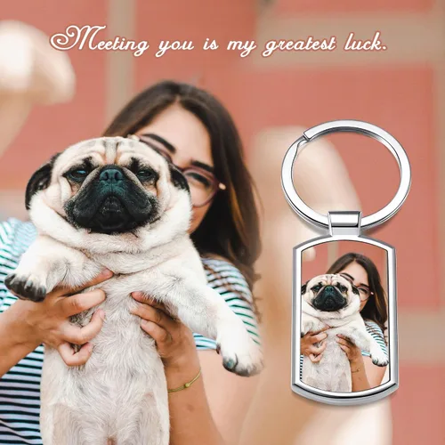 Vista 3 de AllerPierce Llavero personalizado personalizado con impresión de foto, llavero con imagen grabada, texto, regalos, Colgante rectangular