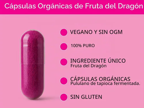 Vista 4 de KOYAH - Cápsulas orgánicas de fruta del dragón, liofilizadas: 60 cápsulas
