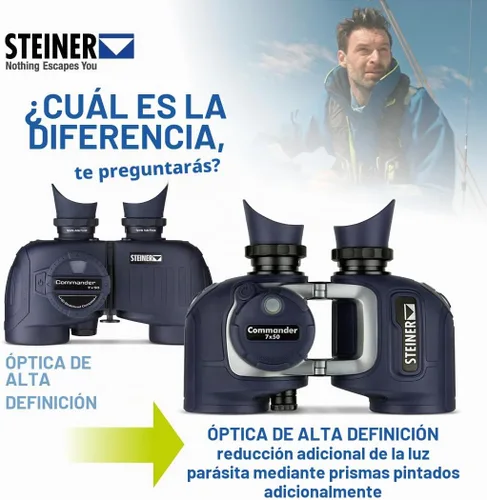 Vista 6 de Prismáticos Steiner Optics Marine Commander 7 x 50 con brújula, prismáticos profesionales impermeables, calidad alemana, imágenes cristalinas