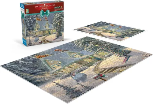 Vista 4 de Ceaco - Thomas Kinkade - Holiday - Midnight Delivery - Rompecabezas de 1000 piezas Art by Thomas Kinkade, Made in USA, Recycled Board, Finished