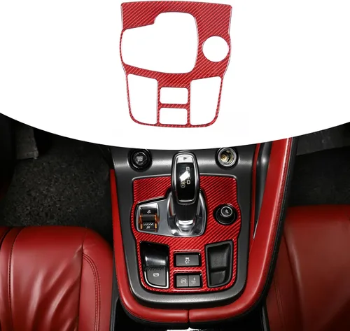 Vista 8 de Adhesivo suave de fibra de carbono para el interior del automóvil para Jaguar F-Type 2013-2026 Cubierta de la consola central (estilo B, negro)