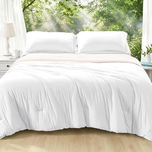 Vista 17 de MUXHOMO Juego de edredón beige tamaño individual/individual XL, ropa de cama alternativa ultrasuave para todas las estaciones. El juego de cama
