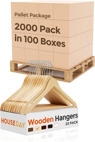 Vista 29 de HOUSE DAY - Paquete de 10 perchas de madera negra, percha de madera maciza con barra antideslizante para pantalones, percha de abrigo de madera