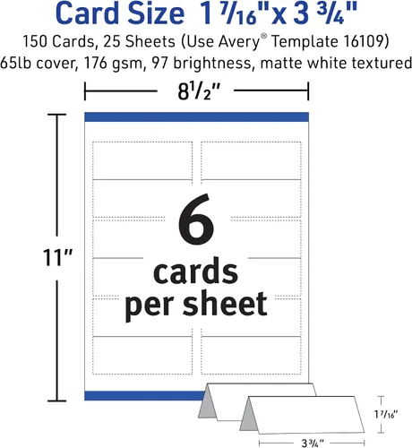 Vista 5 de Avery – Tarjetas de lugar con relieve, color blanco. 1,43 x 3,75 pulgadas., Blanco
