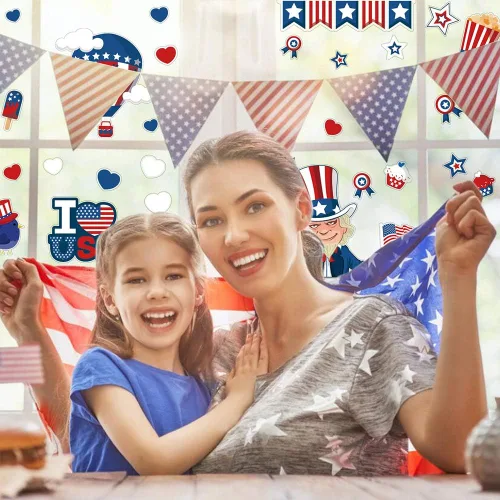 Vista 7 de CCINEE Adhesivo patriótico para ventana del 4 de julio, Día de la Independencia de Estados Unidos para decoración de vehículos del hogar del Día