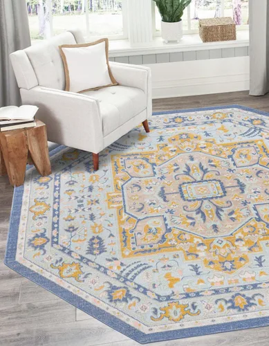 Vista 34 de Unique Loom Whitney Collection - Alfombra rectangular de 5 pies 3 pulgadas x 8 pies, color azul Multicolor/Azul