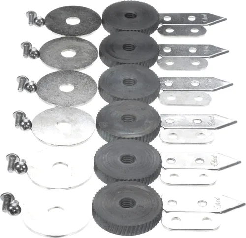Vista 4 de Kit de 6 piezas de repuesto Edlund # 1, 1 OEM stainless steel blade, washer, support and 2 screws. Essential maintenance parts for busy commercial