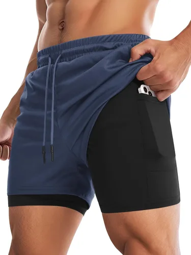 Vista 34 de Aolesy Pantalones cortos de gimnasio para hombre con forro de 5, 7, 9 pulgadas, ligeros, pantalones cortos de malla para entrenamiento, atléticos