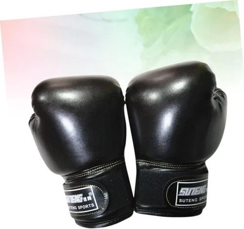 Vista 5 de Garneck Guantes de boxeo para niños, guantes de entrenamiento, guantes de entrenamiento Junior Punch PU cuero relleno de esponja para niños pequeños