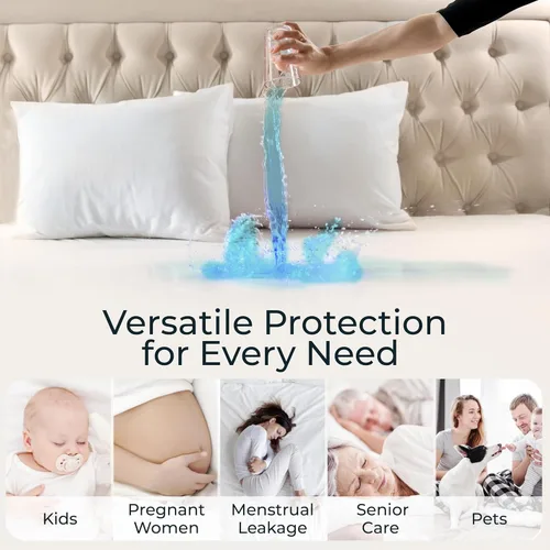 Vista 6 de Paquete de 2 Protectores de Colchón Impermeables Premium Tamaño Twin, Almohadilla de Colchón Suave y Transpirable, Cubierta de Cama Impermeable