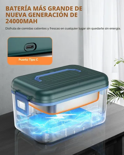Vista 2 de GEARGO 𝟐𝟎𝟐𝟔 Actualizado Caja de Almuerzo Eléctrica Inalámbrica, 6.3 Tazas & Caja de Almuerzo Calentada Recargable de 20000mAh con Caja de Cristal