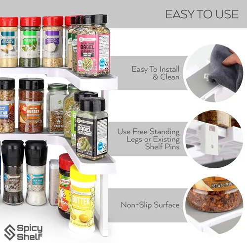 Vista 6 de Spicy Shelf Deluxe – Estante de especias extensible y gabinete apilable y organizador de despensa (1 juego de 2 estantes) – Como se ve en la TV