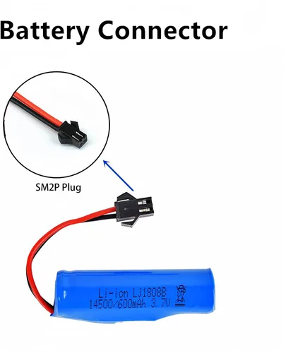 Vista 3 de Paquete de 2 baterías recargables de iones de litio de 3.7 V 600 mAh con cable de carga USB para doble cara giratoria volteando monstruo anfibio E35