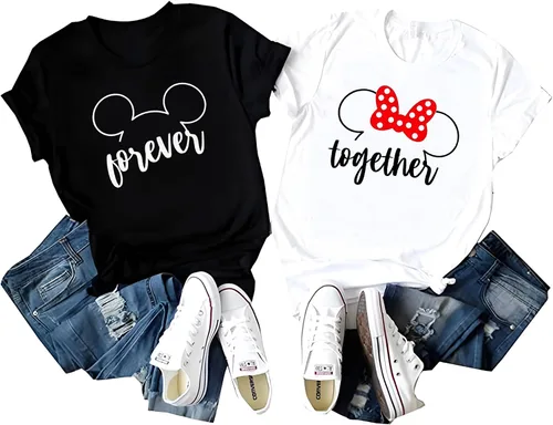 Vista 4 de Camisas a juego para parejas, para él o ella, para parejas, camisa de amor para hombres y mujeres, conjunto de camisetas MM para el día de San