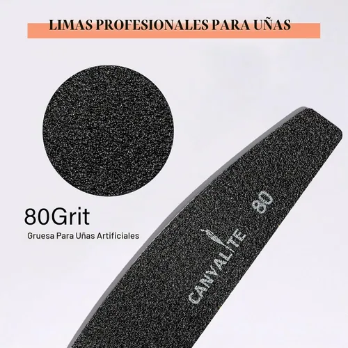 Vista 3 de Canvalite 40 unidades de limas de uñas reutilizables, desmontables y adhesivas, juntas de papel de lija reemplazables, lima de uñas para uñas