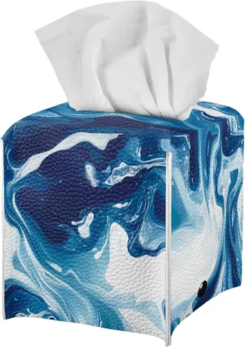Vista 30 de ZFRXIGN Caja de pañuelos de hongos estética, funda cuadrada de piel sintética, organizador con cinturón inferior para tocador, encimera, mesita