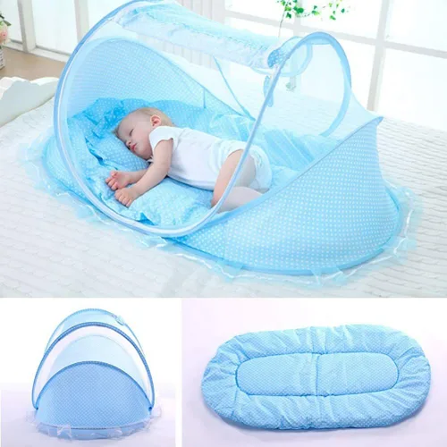 Vista 4 de Red para cama de bebé, portátil plegable de poliéster para cuna de bebé, tienda de campaña para dormir recién nacido, cama de viaje