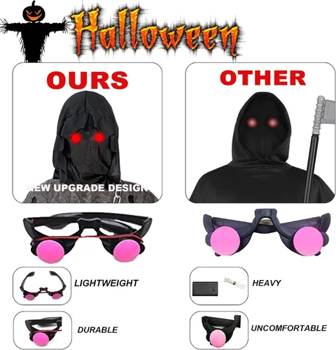 Vista 5 de Disfraz unisex de segador de ojos brillantes para disfraz espeluznante de Halloween