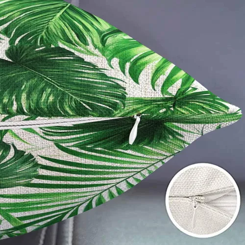 Vista 2 de Smooffly Funda de almohada rectangular oblonga estilo granja con palmeras, hojas vívidas y realistas de crecimiento de palmeras, temática