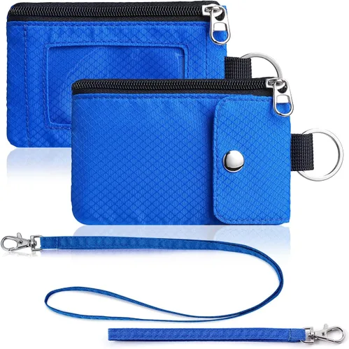 Vista 65 de Artpaxy Cartera minimalista para hombres y mujeres, llavero con bloqueo RFID, con cremallera, pequeña cartera con ventana de identificación, 2