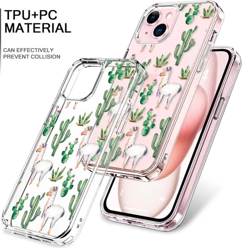 Vista 3 de bicol - Funda protectora a prueba de golpes para iPhone 15 Plus, funda delgada de acrílico transparente y diseños modernos para niña y mujer, 6.7