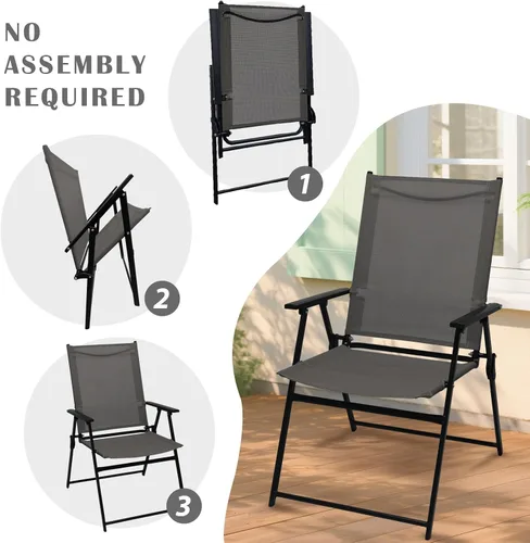 Vista 4 de YLGJ&TIDY Juego de 4 sillas plegables para exteriores, sillas de comedor apilables para exteriores con respaldo, sillas plegables portátiles