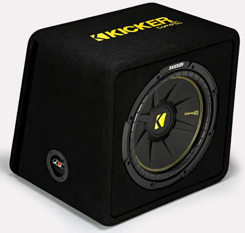 Vista 5 de Harmony Audio Kicker VCWC12 Caja de Subwoofer Ventilada CompC Cargada de 12" para Audio de Automóvil 44VCWC122 Paquete con Amplificador Harmony