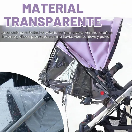 Vista 5 de Funda de lluvia doble para cochecito, protector universal contra la intemperie para cochecitos gemelos en tándem, impermeable, resistente al viento