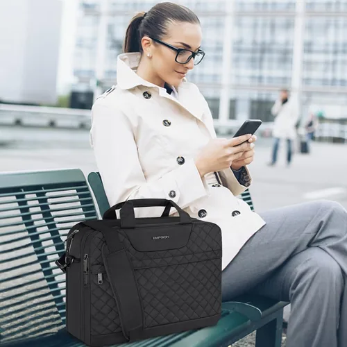 Vista 2 de EMPSIGN - Bolsa para laptop de 17.3 pulgadas, maletín de gran capacidad y expansible para viajes, para mujeres y hombres, bolsa de negocios