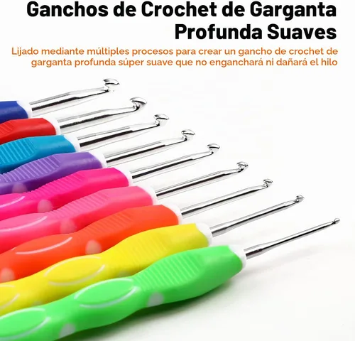 Vista 2 de KOKNIT Kit profesional de ganchillo, 9 ganchos de ganchillo ergonómicos de agarre suave, 14 ganchos de ganchillo de aluminio completo con funda Flor