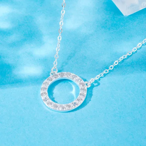 Vista 4 de Collar para mujeres y niñas, collar de círculos de plata de ley, collar de fuerza de coraje, guerreros, ideas de regalos