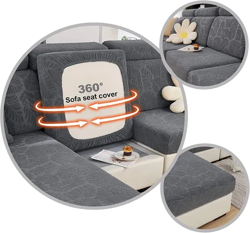 Vista 3 de Fundas elásticas para cojines de sofá, funda de cojín para sofá individual en forma de L, sofá chaise longue, protector suave de muebles de 1, 2 y 3