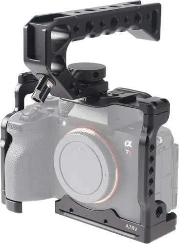 Vista 14 de Fotga Estabilizador de jaula de cámara con mango superior para Sony ZV-E1 sin espejo DSLR cámara video filmmaking, compatible con abrazadera Arca