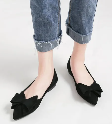 Vista 5 de SAILING LU Zapatos planos de ballet con nudo de lazo para mujer, zapatos planos con punta puntiaguda, zapatos de vestir, zapatos de vestir
