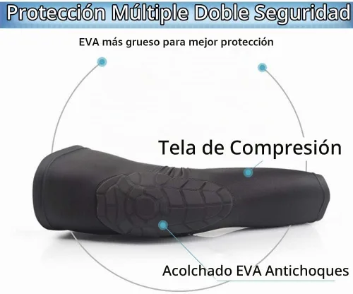 Vista 2 de Niños Juveniles de 5-15 Años Manga de Brazo y Rodilla Acolchada Manga de Pierna de Compresión Protectora Rodilla acolchada negra