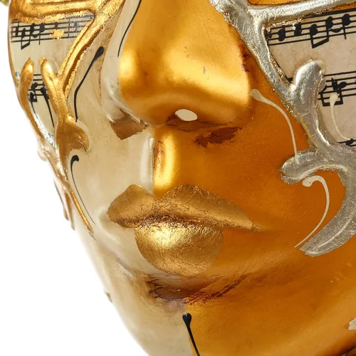 Vista 4 de Máscara de bufón veneciano para mascarada, máscara de música Mardi Gras para pared, colección de arte decorativo Dorado
