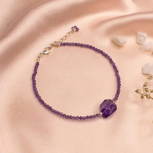 Vista 6 de Pulsera de plata de ley 925 con cuentas completas y ajustables para mujer, pulsera delicada de cuentas de piedras preciosas naturales, regalo