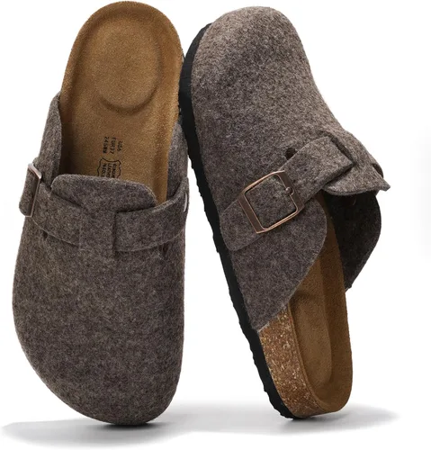 Vista 13 de Project Cloud Benton - Zuecos con plantilla de cuero genuino para mujer, pantuflas de espuma viscoelástica con soporte de arco, sandalias de moda