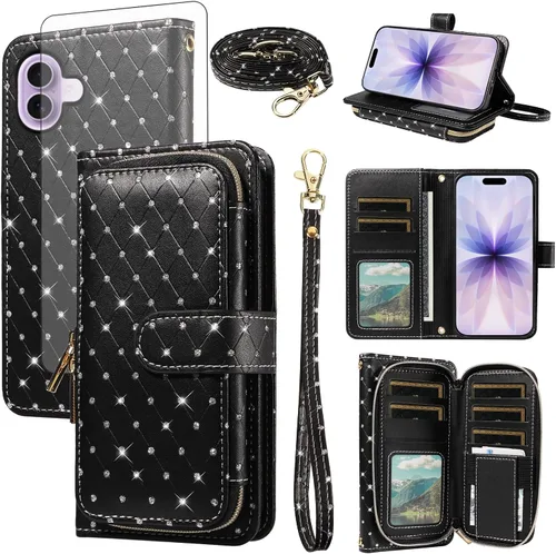 Vista 189 de Funda para teléfono iPhone 6 6S con cremallera y protector de pantalla con protector de pantalla, correa de cordón cruzado, ranura para iPhone 6 Six