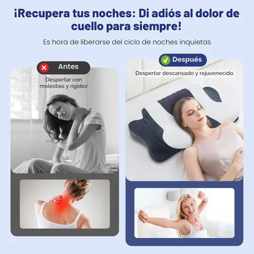 Vista 4 de DONAMA Almohada cervical para el cuello para aliviar el dolor, almohadas ergonómicas de espuma viscoelástica con doble altura para dormir